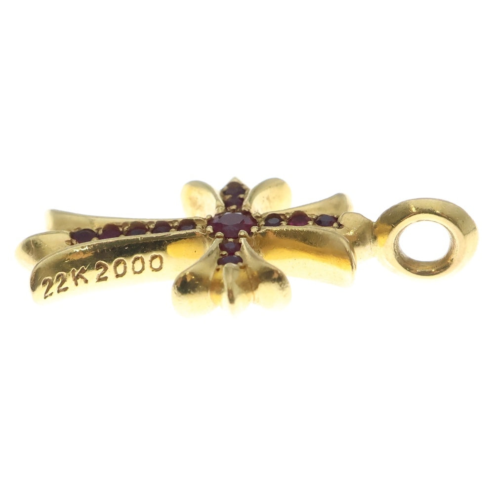 CHROME HEARTS(クロムハーツ) 22K TNY CRSF P RUV タイニーファットクロス PAVEルビー ペンダントトップ ゴールド