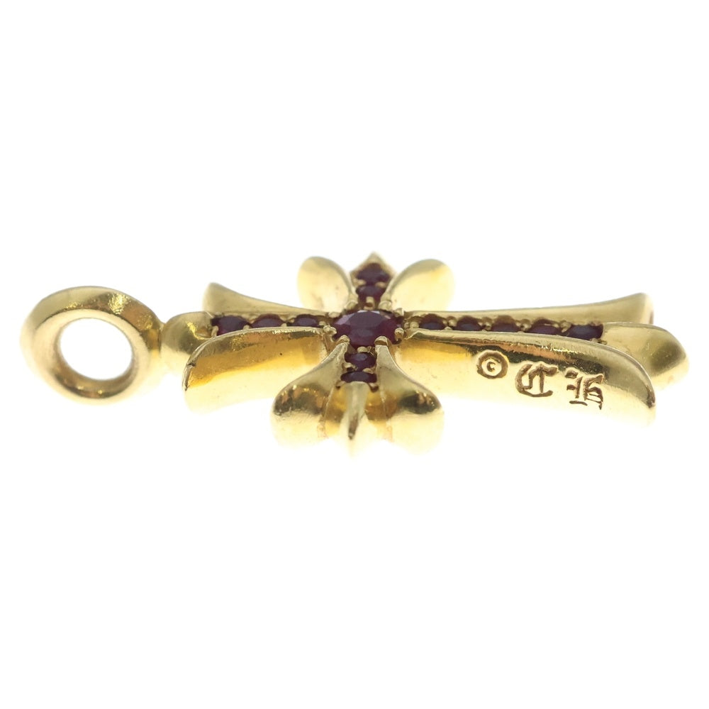 CHROME HEARTS(クロムハーツ) 22K TNY CRSF P RUV タイニーファットクロス PAVEルビー ペンダントトップ ゴールド