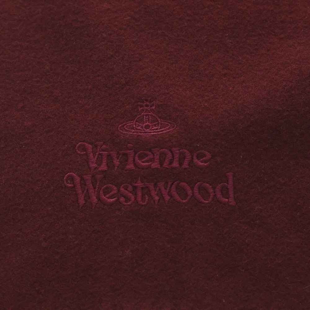 Vivienne Westwood(ヴィヴィアンウエストウッド) ロゴ刺繍 ウール ロングマフラー ボルドー レディース