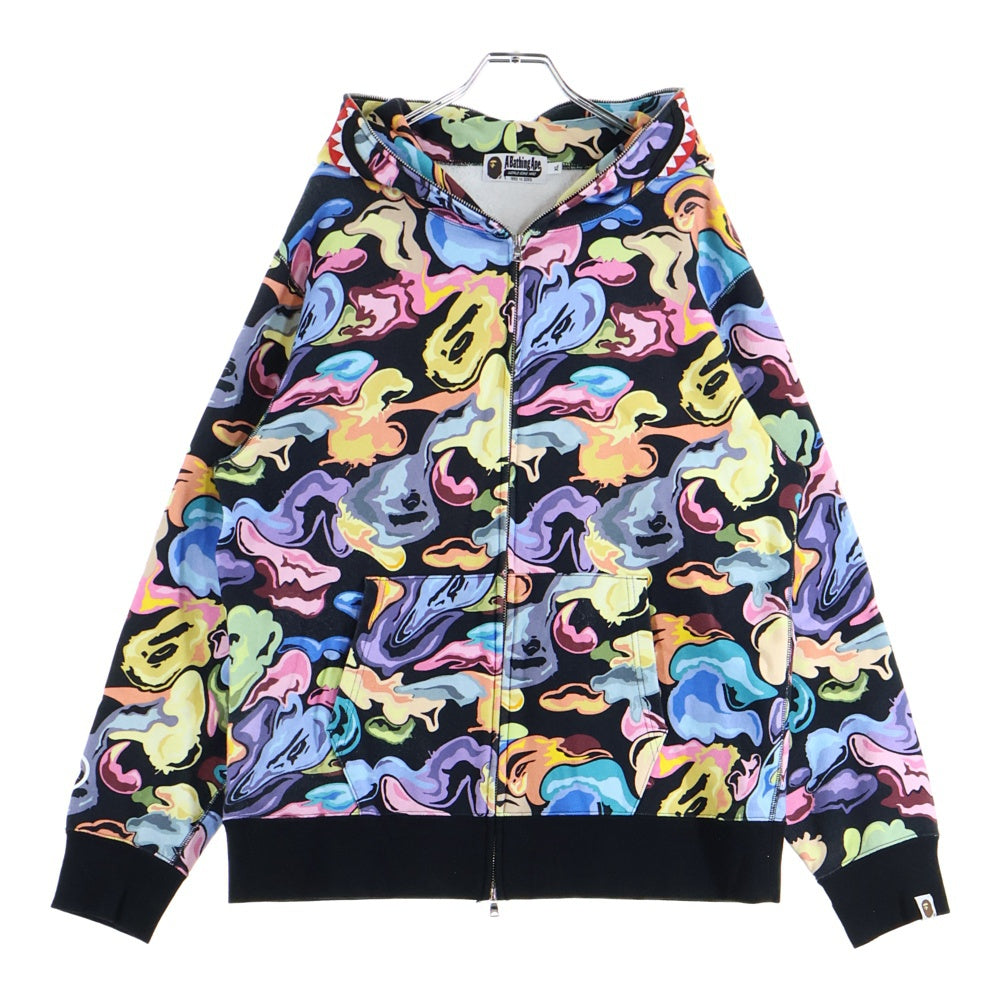 A BATHING APE(アベイシングエイプ) ART CAMO SHARK FULL ZIP HOODIE アートカモ シャーク ジップアップパーカー フーディー マルチカラー 001ZPL801301M
