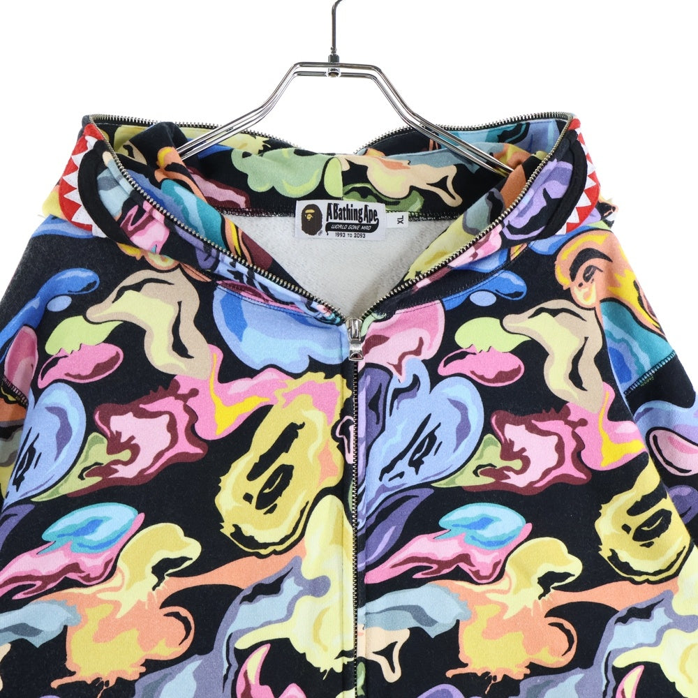 A BATHING APE(アベイシングエイプ) ART CAMO SHARK FULL ZIP HOODIE アートカモ シャーク ジップアップパーカー フーディー マルチカラー 001ZPL801301M