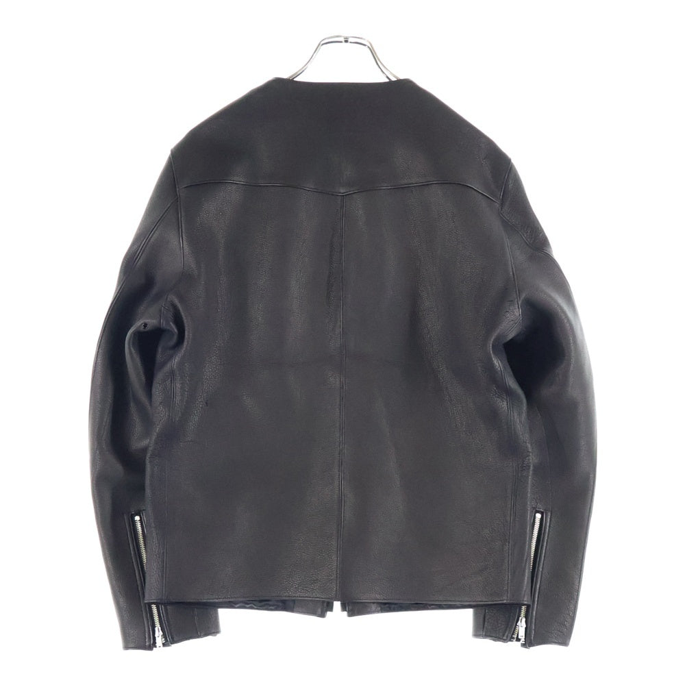 FINE CREEK LEATHERS(ファインクリークレザーズ) SINGLE RIDERS JACKET BUD DEER カラーレス シングルライダースジャケット ブラック ACJK041
