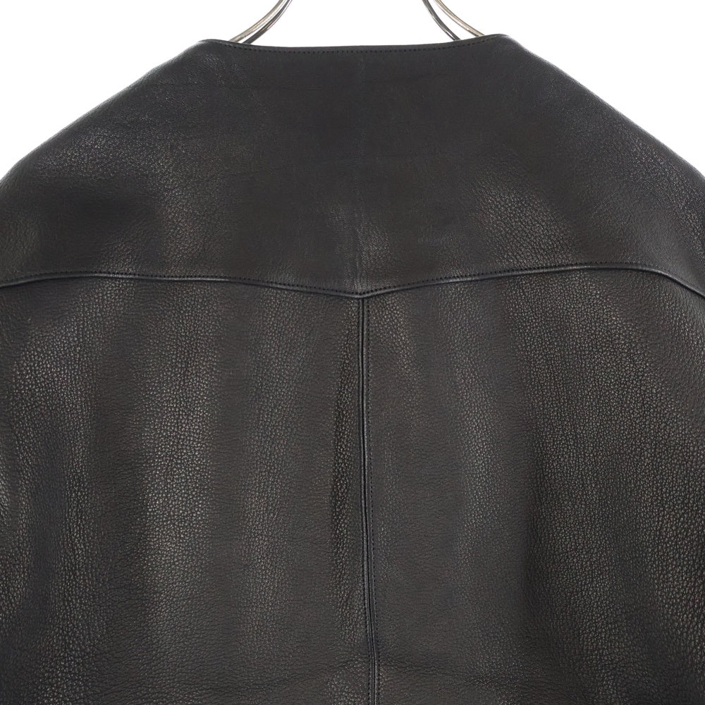 FINE CREEK LEATHERS(ファインクリークレザーズ) SINGLE RIDERS JACKET BUD DEER カラーレス シングルライダースジャケット ブラック ACJK041