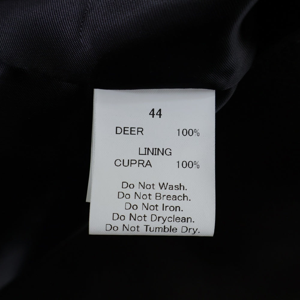 FINE CREEK LEATHERS(ファインクリークレザーズ) SINGLE RIDERS JACKET BUD DEER カラーレス シングルライダースジャケット ブラック ACJK041