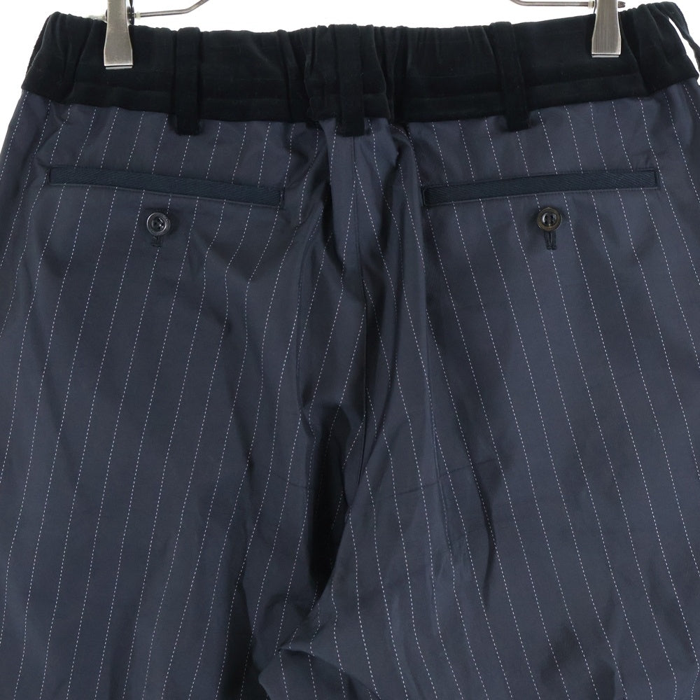 Sacai(サカイ) 異素材 ベロアドッキング ストライプ イージーパンツ グレー 23-03200M
