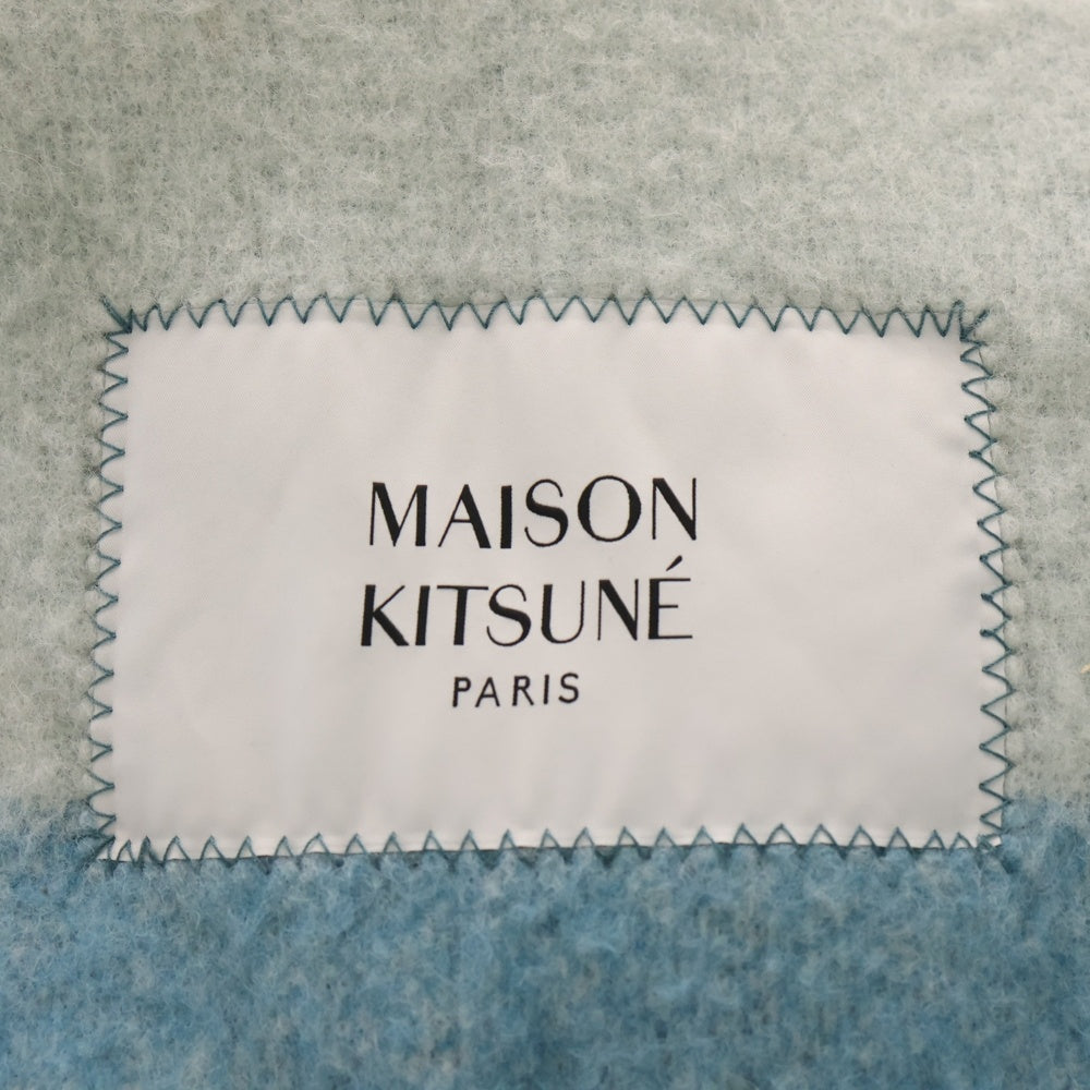 MAISON KITSUNE(メゾンキツネ) ALPACA STRIPE SCARF アルパカウール ロゴラベル フリンジ 大判 ストール スカーフ レディース NM0604WA0022