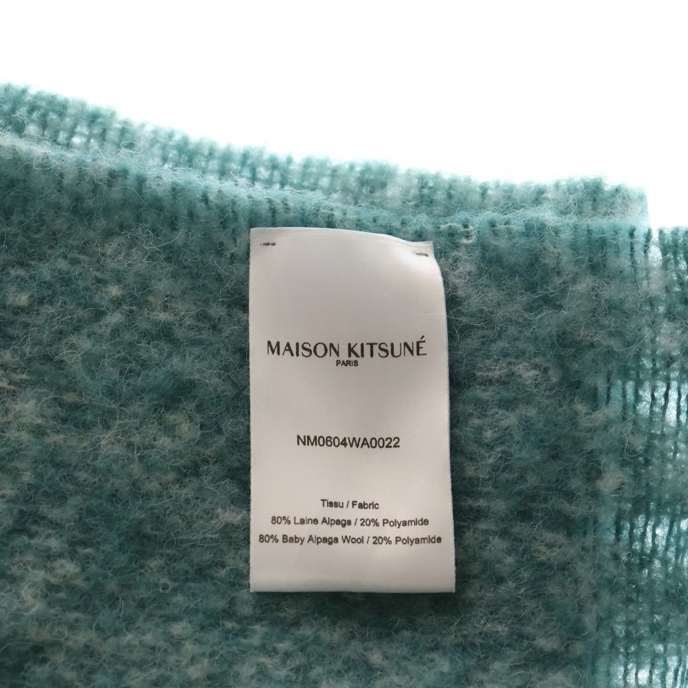 MAISON KITSUNE(メゾンキツネ) ALPACA STRIPE SCARF アルパカウール ロゴラベル フリンジ 大判 ストール スカーフ レディース NM0604WA0022