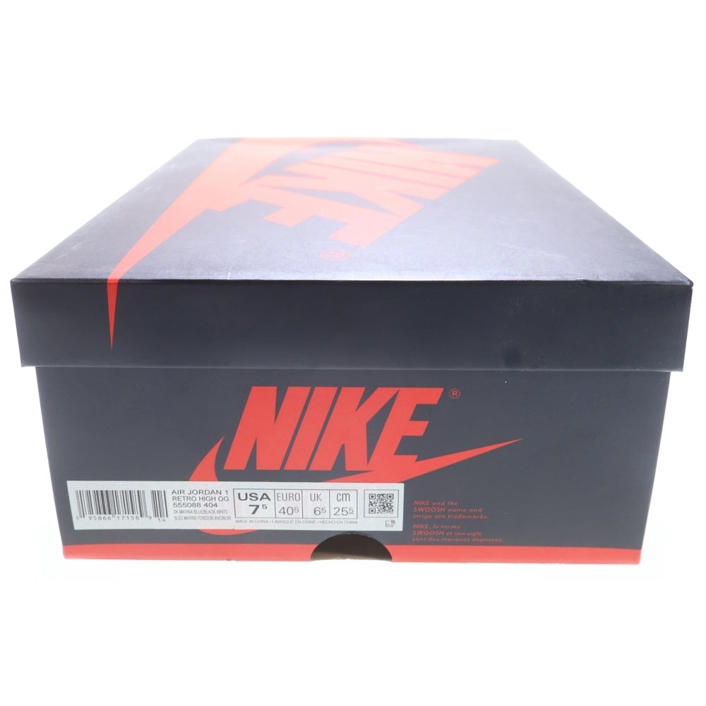NIKE(ナイキ) AIR JORDAN 1 RETRO HIGH OG DARK MARINA BLUE 555088-404 エアジョーダン1 レトロ ダークマリーナブルー ハイカットスニーカー ブラック/ブルー US7.5/25.5cm
