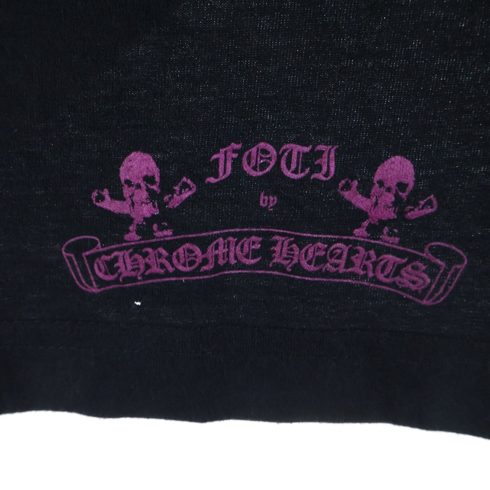 CHROME HEARTS(クロムハーツ) FOTI SCROLL LOGO L/S TEE フォティー スカルロゴプリント クルーネック ロングスリーブ 長袖Tシャツ カットソー ブラック/パープル