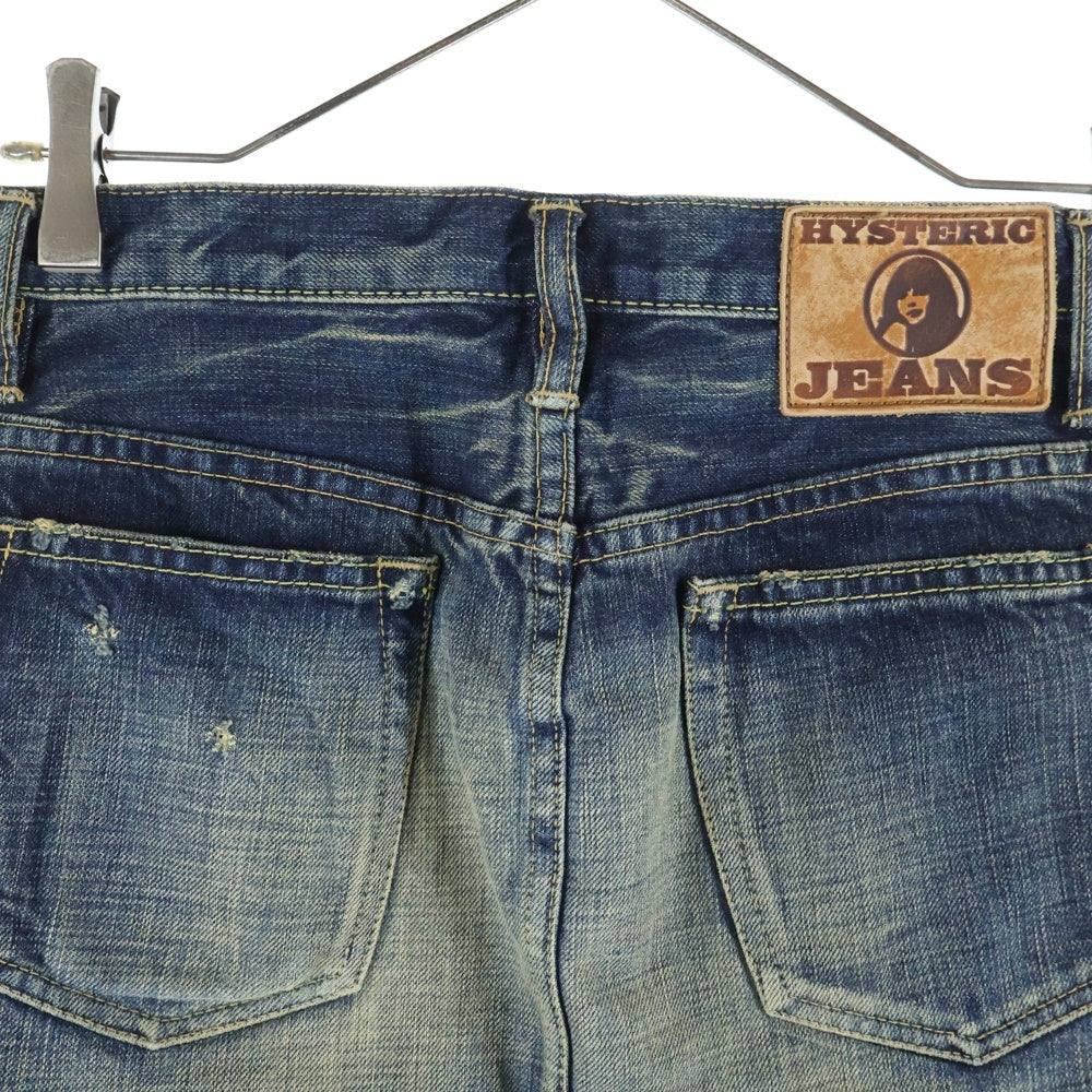 HYSTERIC GLAMOUR(ヒステリックグラマー) スタッズ付 ダメージ加工 デニムショーツ ハーフパンツ インディゴ レディース 2AK-2371