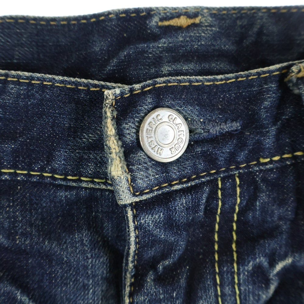 HYSTERIC GLAMOUR(ヒステリックグラマー) スタッズ付 ダメージ加工 デニムショーツ ハーフパンツ インディゴ レディース 2AK-2371