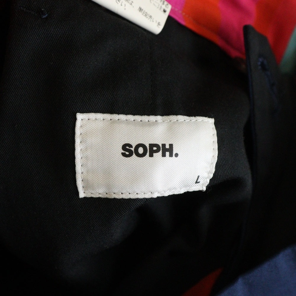 SOPH.(ソフネット) SUPER 100'S WOOL SHIRRING SLIM FIT SLACKS センタープレス スラックス ネイビー SOPH-1017