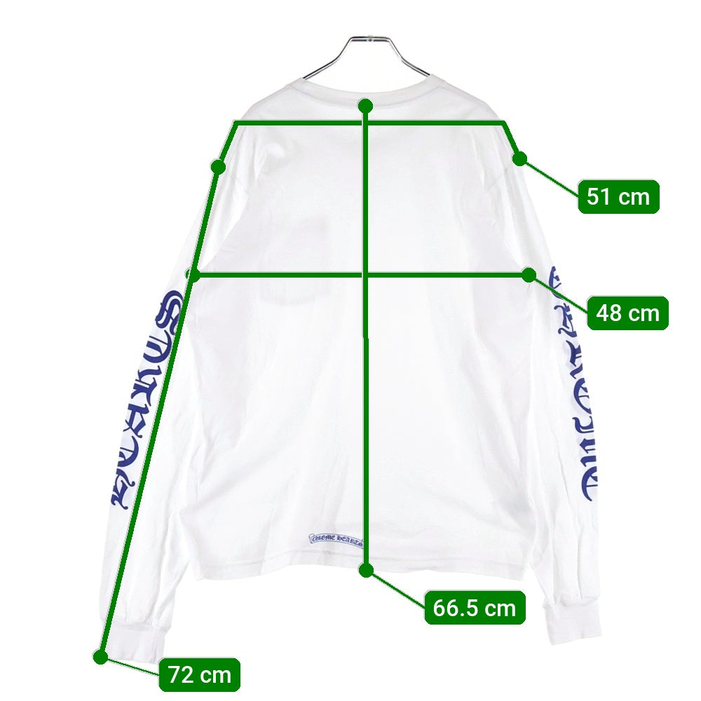 CHROME HEARTS(クロムハーツ) Neck Logo ネックロゴ アームプリント ロングスリーブ L/S 長袖 ポケットTシャツ カットソー ホワイト/ブルー
