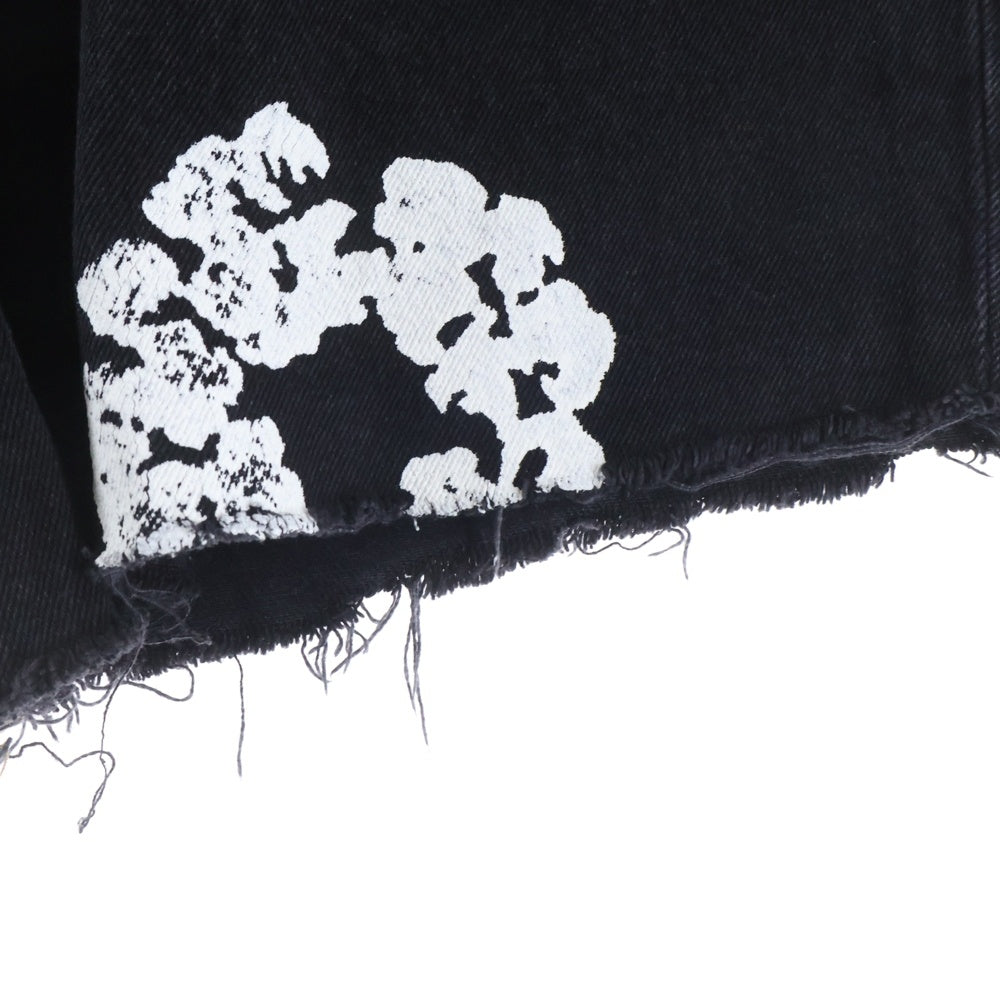 DENIM TEARS(デニムティアーズ) Denim Half Pants デニムハーフ パンツ フラワーロゴ ブラック