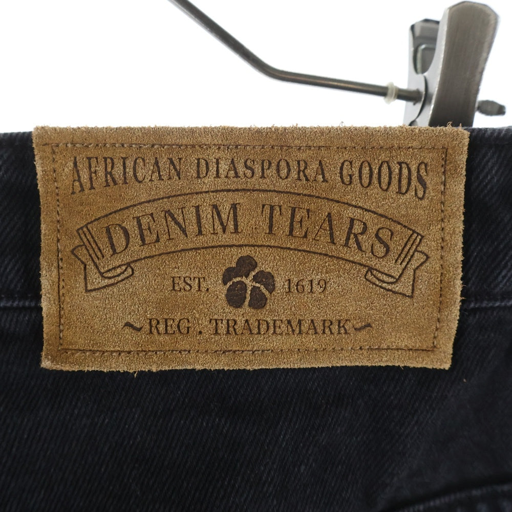 DENIM TEARS(デニムティアーズ) Denim Half Pants デニムハーフ パンツ フラワーロゴ ブラック
