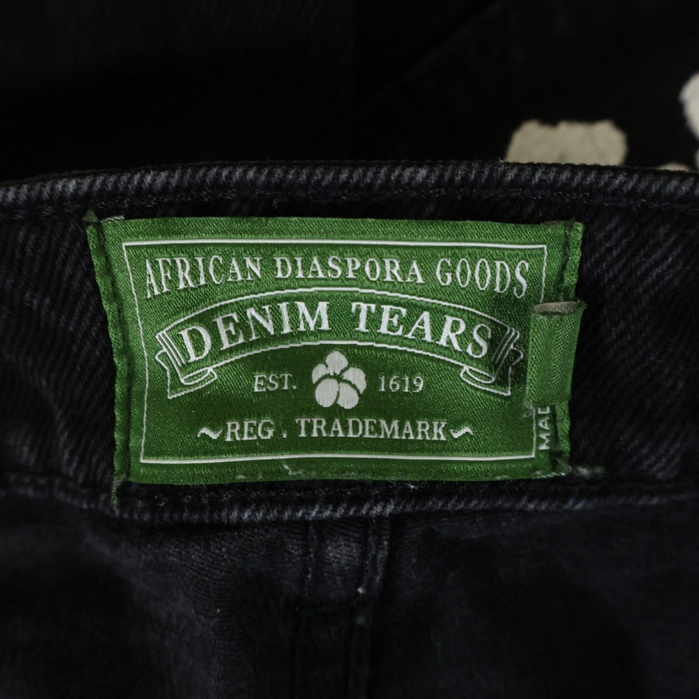 DENIM TEARS(デニムティアーズ) Denim Half Pants デニムハーフ パンツ フラワーロゴ ブラック