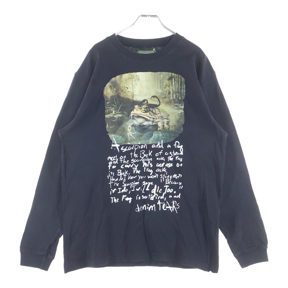 DENIM TEARS(デニムティアーズ) The Scorpion and the Frog フロントロゴ 長袖Tシャツ ロングスリーブ カットソー ブラック