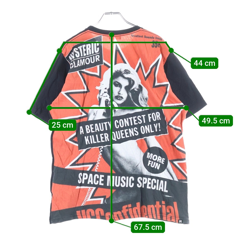 HYSTERIC GLAMOUR(ヒステリックグラマー) Killer Queens Tee バックプリント 半袖Tシャツカットソー ブラック