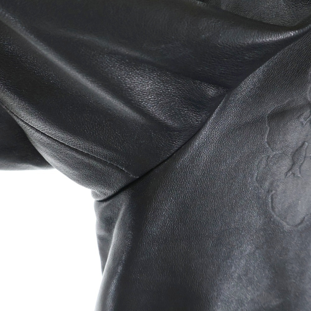 DENIM TEARS(デニムティアーズ) 24AW Leather Coat レザーロングコート ボア フラワー ブラック