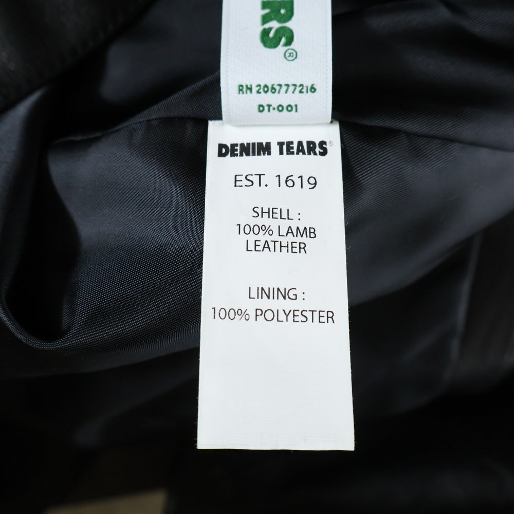 DENIM TEARS(デニムティアーズ) 24AW Leather Coat レザーロングコート ボア フラワー ブラック