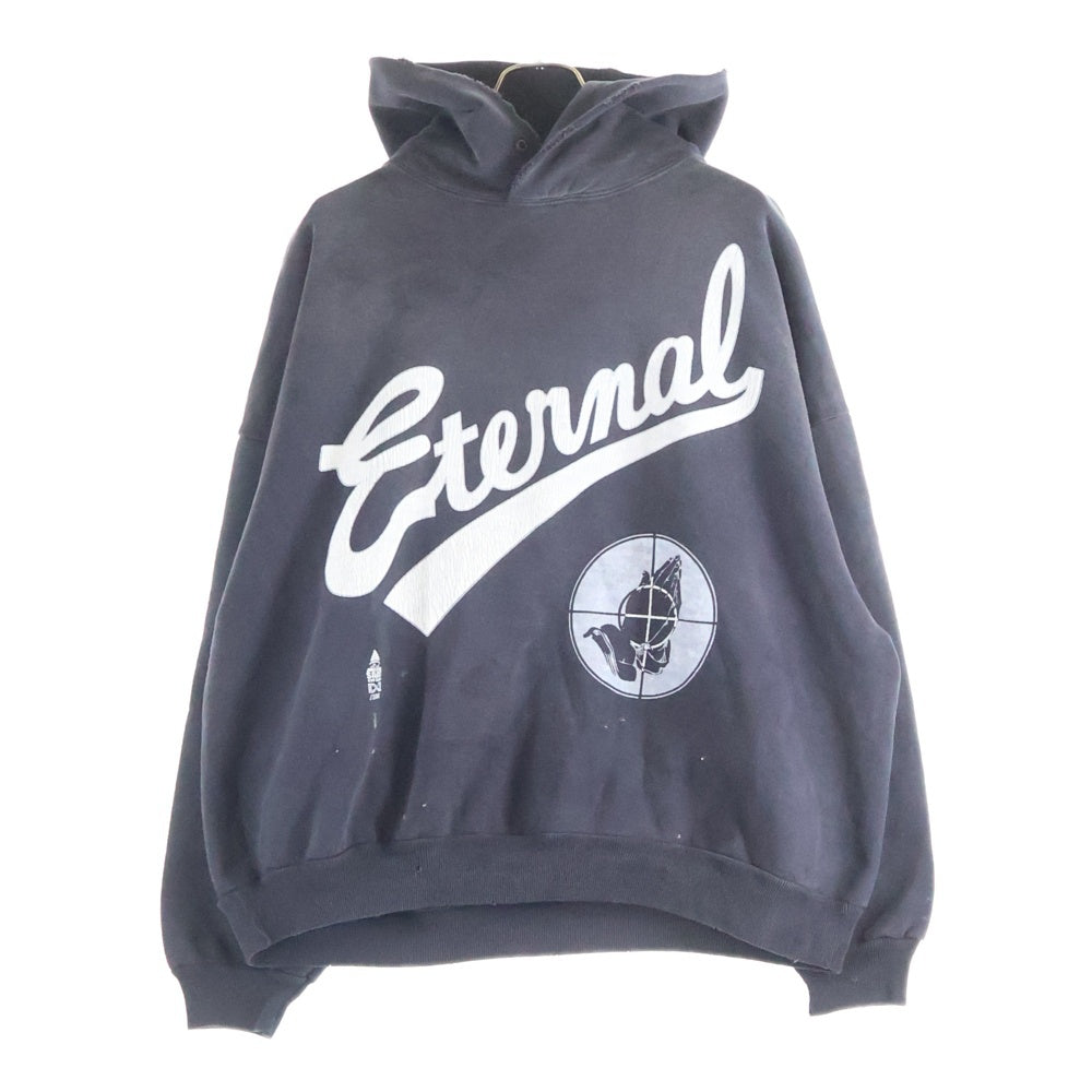 SAINT MICHAEL(セントマイケル) 25SS ×FEAR OF GOD SNT OF GOD FG_HOODIE フィアオブゴッド VINTAGE加工 両面プリント スウェット プルオーバーパーカー グレー SM-HR8-0000-C03