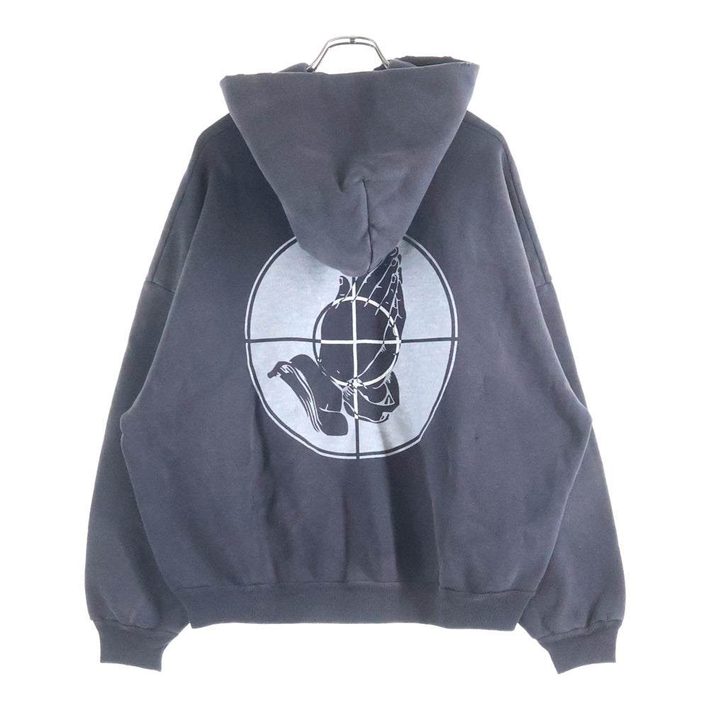 SAINT MICHAEL(セントマイケル) 25SS ×FEAR OF GOD SNT OF GOD FG_HOODIE フィアオブゴッド VINTAGE加工 両面プリント スウェット プルオーバーパーカー グレー SM-HR8-0000-C03