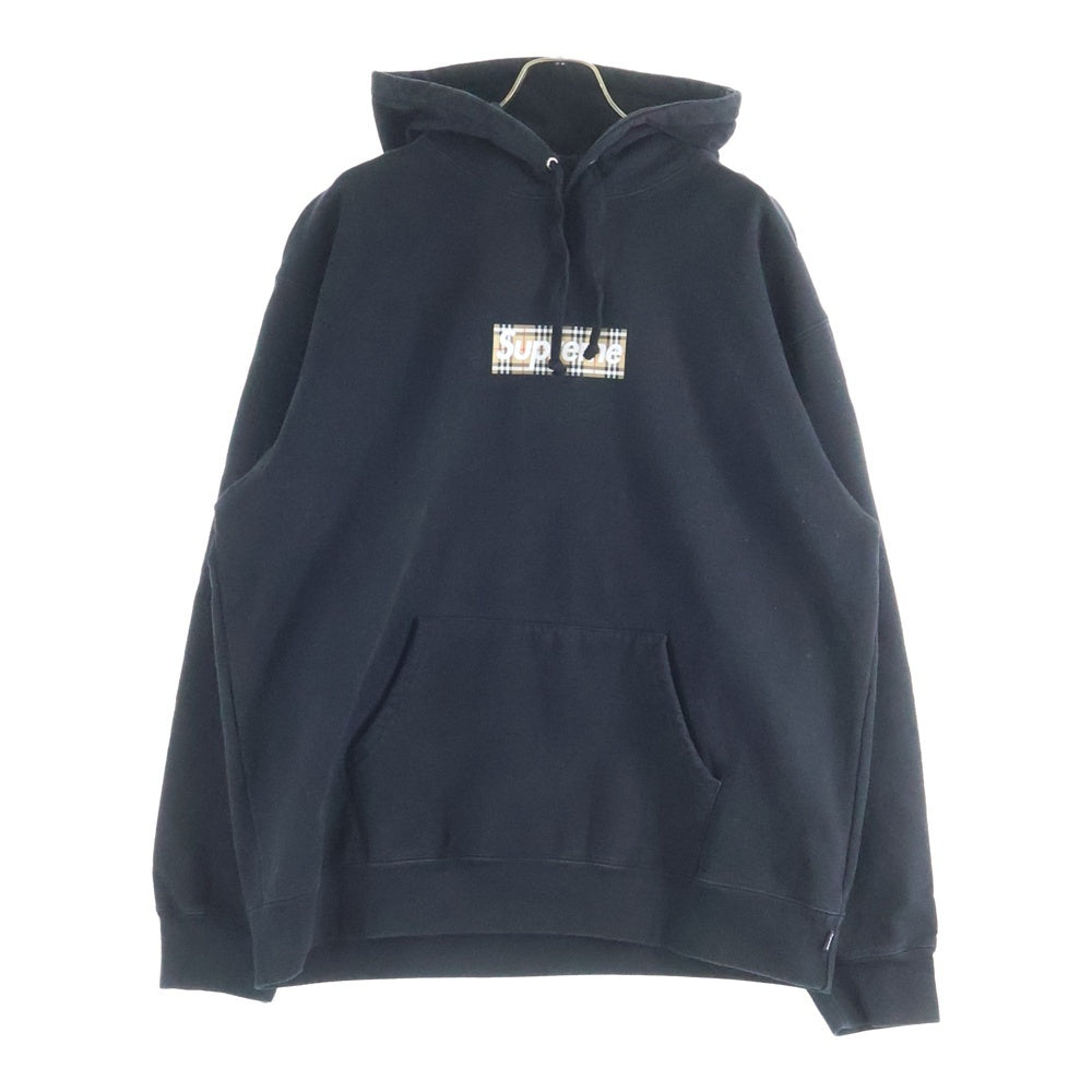SUPREME(シュプリーム) 22SS×BURBERRY Box Logo Hooded Sweatshirt バーバリー ボックスロゴ スウェットプルオーバーパーカー ブラック