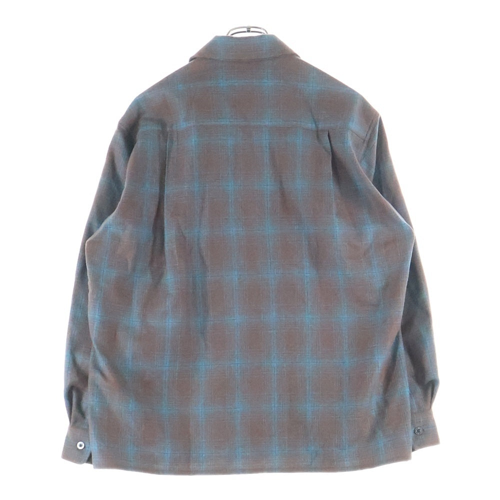 WACKO MARIA(ワコマリア) ×PENDOLTON WOOL OMBRE CHECK OPEN COLLAR SHIRT TYPE-3 ペンドルトン ウール オンブレ 長袖シャツ ブラウン/ブルー 25FW-WMS-PE03