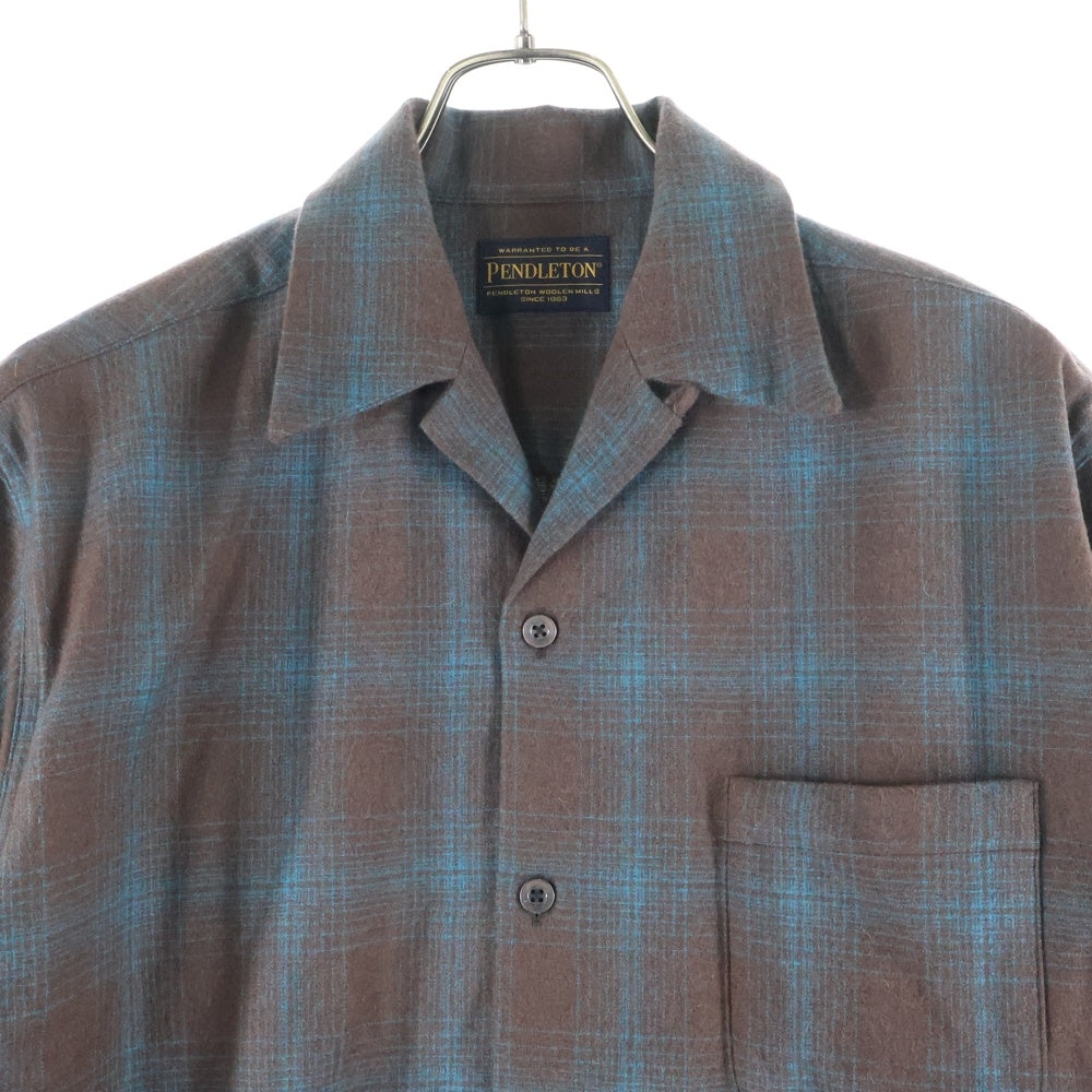 WACKO MARIA(ワコマリア) ×PENDOLTON WOOL OMBRE CHECK OPEN COLLAR SHIRT TYPE-3 ペンドルトン ウール オンブレ 長袖シャツ ブラウン/ブルー 25FW-WMS-PE03