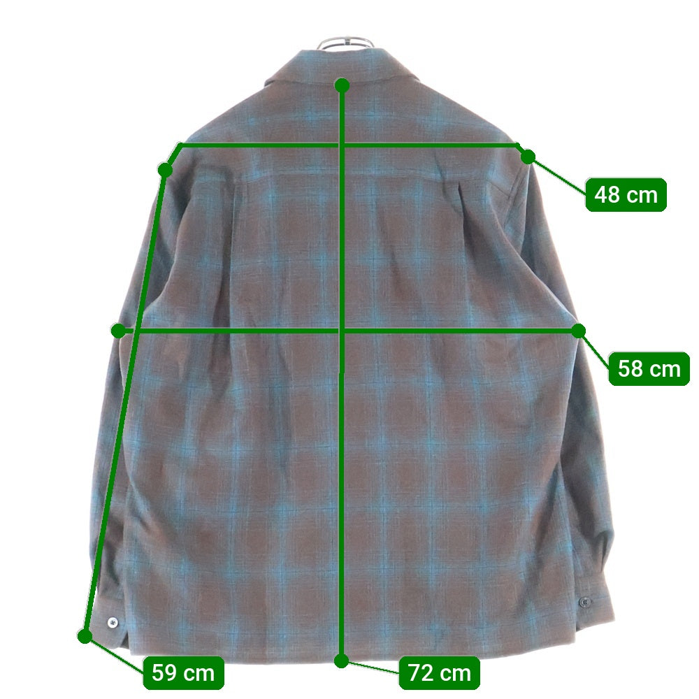 WACKO MARIA(ワコマリア) ×PENDOLTON WOOL OMBRE CHECK OPEN COLLAR SHIRT TYPE-3 ペンドルトン ウール オンブレ 長袖シャツ ブラウン/ブルー 25FW-WMS-PE03