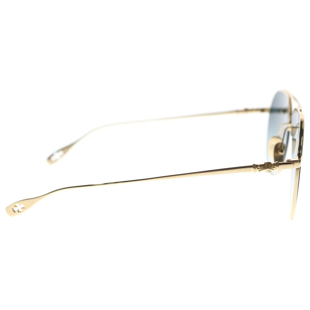 CHROME HEARTS(クロムハーツ) STEPPIN' BLU K18GPテンプル クロスモチーフ ティアドロップ サングラス ゴールド