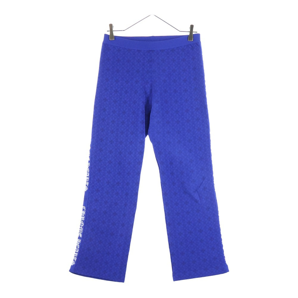 CHROME HEARTS(クロムハーツ) CH総柄 サイド英字ロゴ ストレッチ スウェットフレアパンツ ブルー レディース