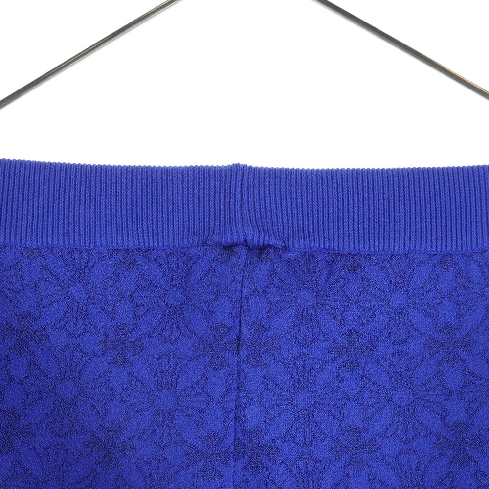 CHROME HEARTS(クロムハーツ) CH総柄 サイド英字ロゴ ストレッチ スウェットフレアパンツ ブルー レディース