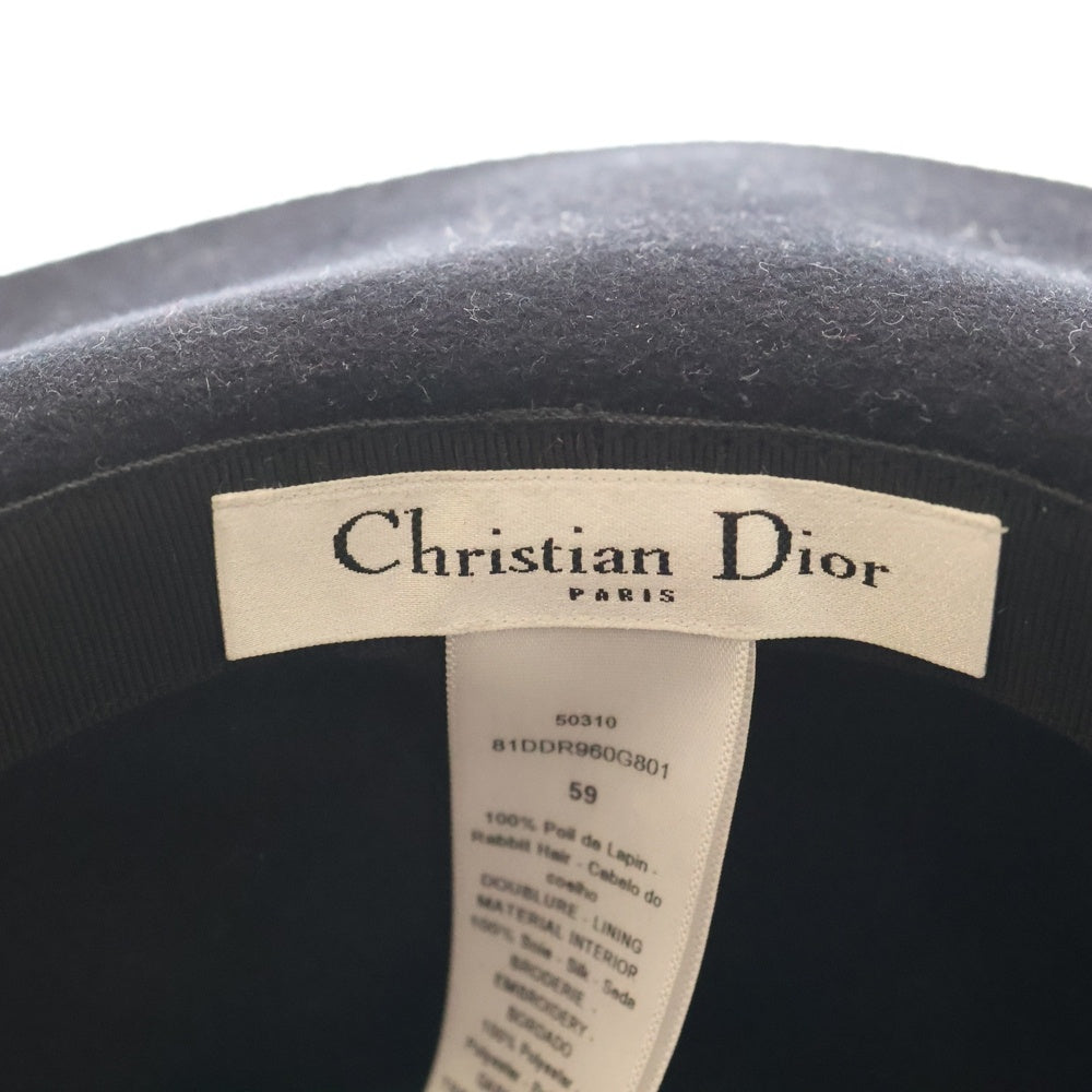 Christian Dior(クリスチャンディオール) ロゴリボン付きラビットフェルトハット ブラック 81DDR960G801