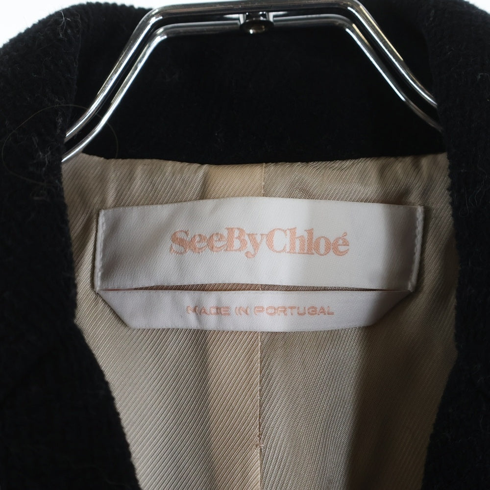 SEE BY CHLOE(シーバイクロエ) クルミボタン 2B ウールロングコート ブラック レディース S6AMA03
