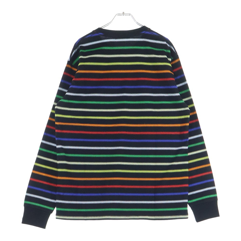 A BATHING APE(アベイシングエイプ) GRADIENT RAINBOW レインボーストライプ 長袖Tシャツ カットソー ブラック 001LTM301303M