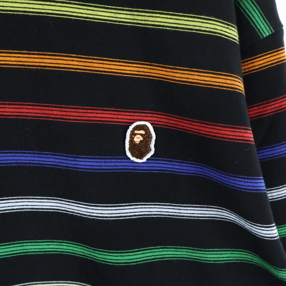 A BATHING APE(アベイシングエイプ) GRADIENT RAINBOW レインボーストライプ 長袖Tシャツ カットソー ブラック 001LTM301303M