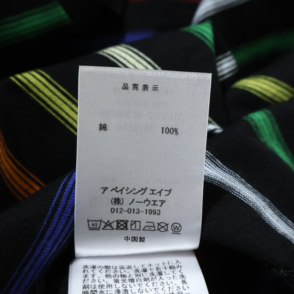 A BATHING APE(アベイシングエイプ) GRADIENT RAINBOW レインボーストライプ 長袖Tシャツ カットソー ブラック 001LTM301303M