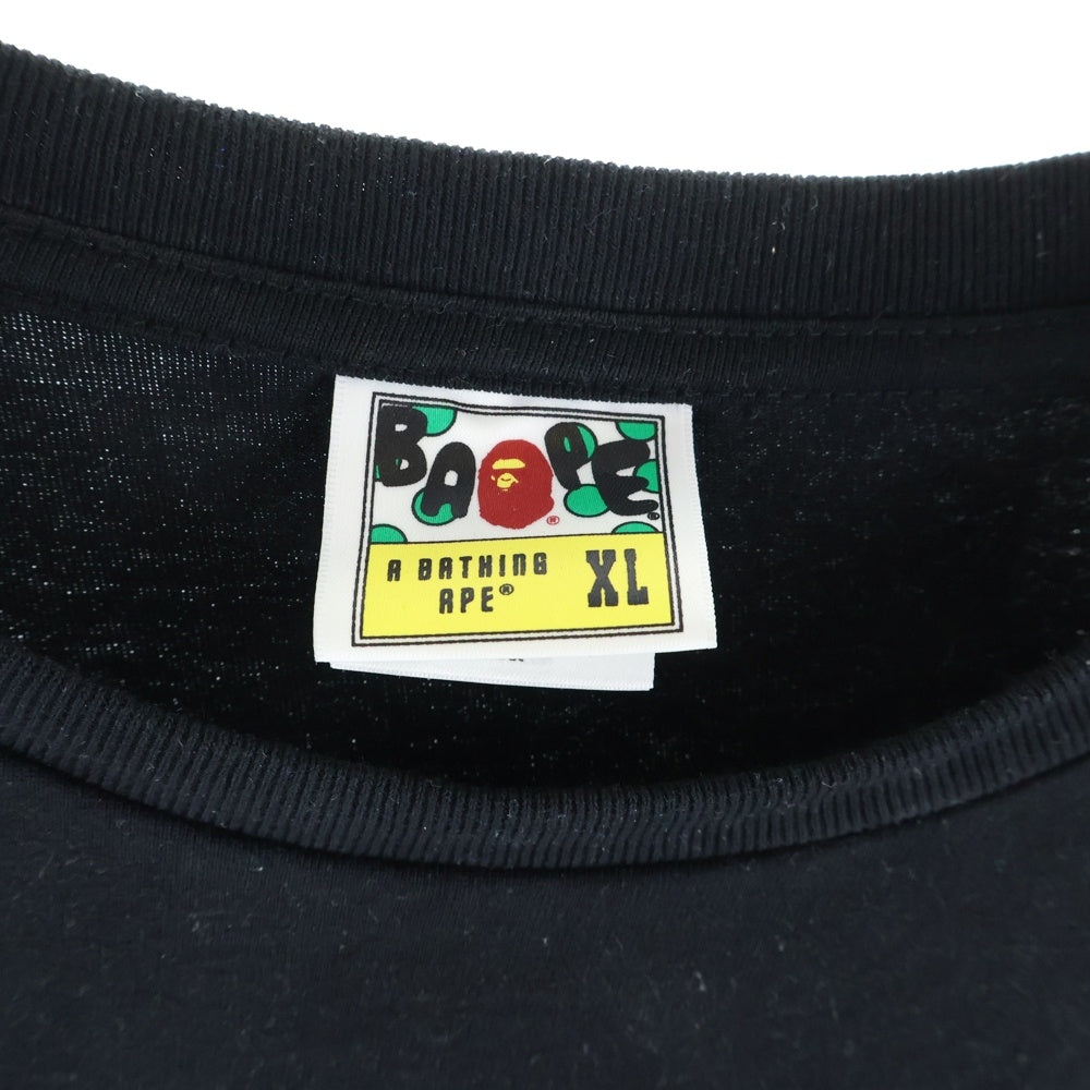A BATHING APE(アベイシングエイプ) MILO SHARK フロントプリント 長袖Tシャツ カットソー ブラック 002LTL801001M