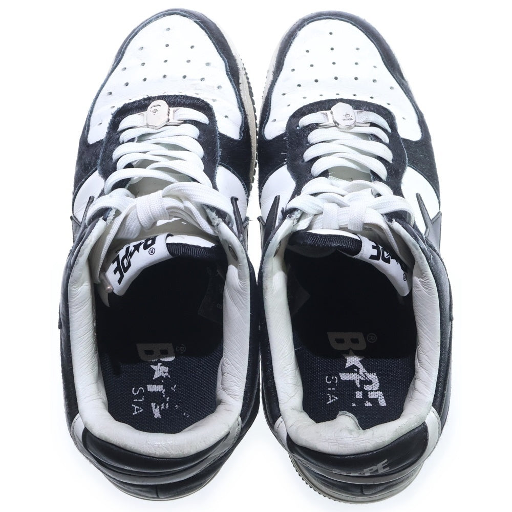 A BATHING APE(アベイシングエイプ) ベイプスタ ローカットスニーカー ブラック/ホワイト US8/26cm OZXSHM191050L