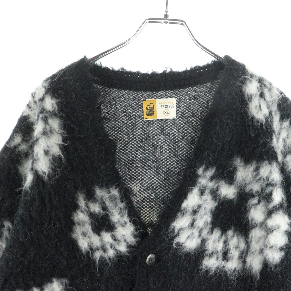 SAINT MICHAEL(セントマイケル) 24AW × DENIM TEARS DT MH CARDIGAN デニムティアーズ モヘア カーディガン ブラック SM-YS1-0000-C50
