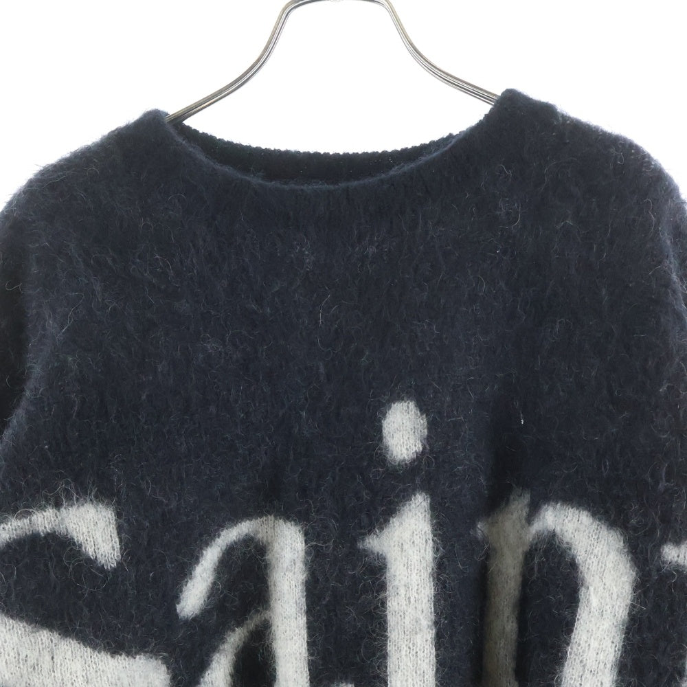 SAINT MICHAEL(セントマイケル) 23AW CREW NECK KNIT フロントロゴ モヘアニット セーター ブラック SM-A23-0000-042