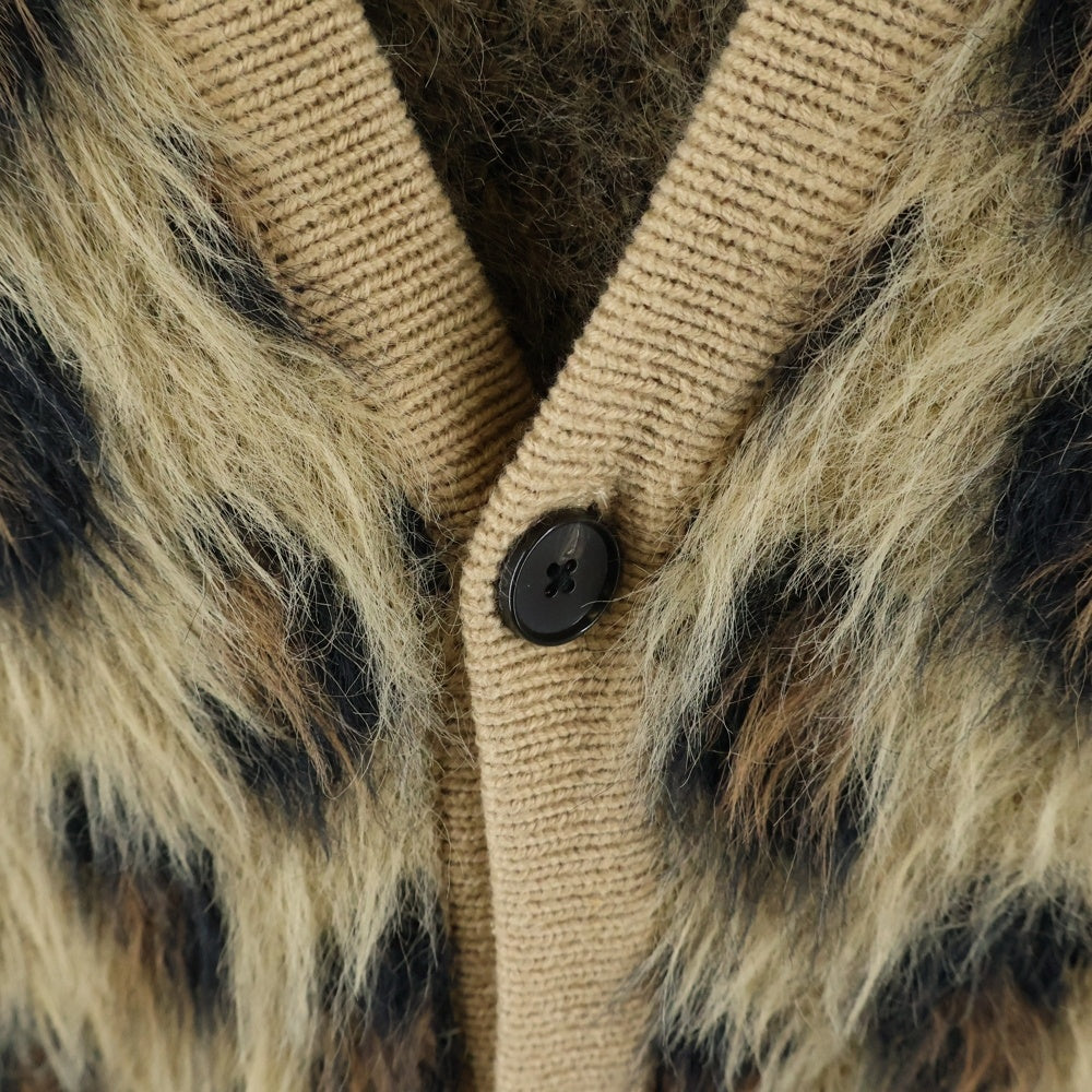 NUMBER (N)INE(ナンバーナイン) レオパードジャガード ルーズニットカーディガン ベージュ 810531003