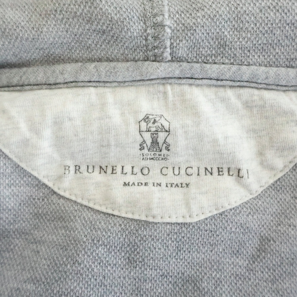 BRUNELLO CUCINELLI(ブルネロクチネリ) ジップアップパーカー ダブルジップ ドローストリングフード コットン グレー