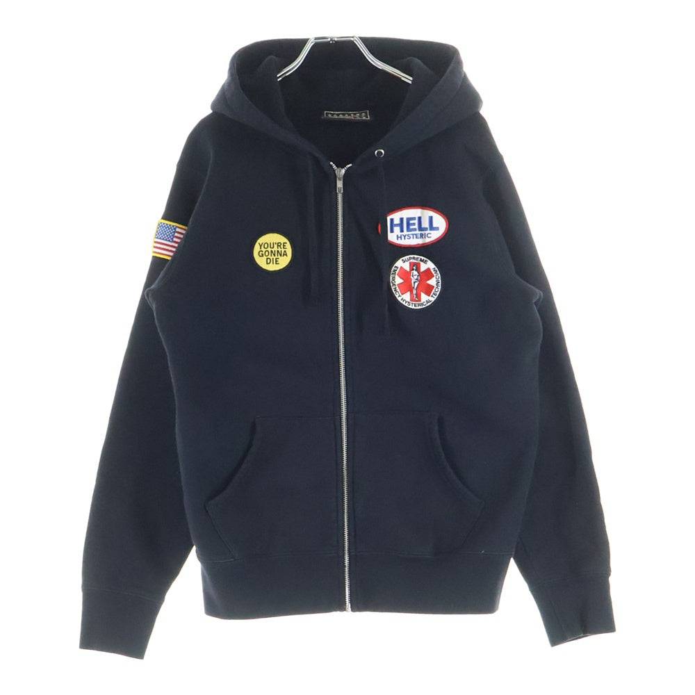 SUPREME(シュプリーム) 17AW × Hysteric Glamour Patches Zip Up Sweatshirt ヒステリックグラマー パッチ ジップアップ スウェットシャツ パーカー ブラック