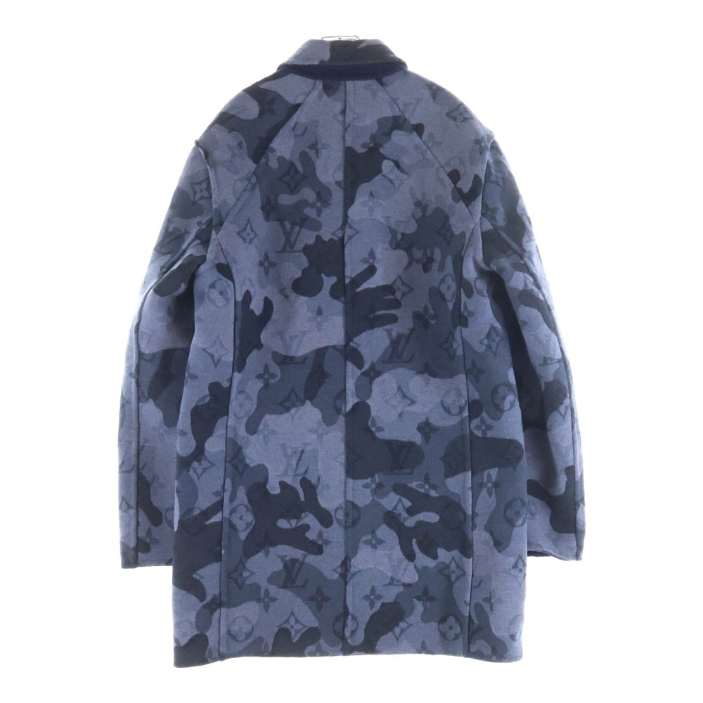 LOUIS VUITTON(ルイヴィトン) モノグラム カモフラ柄 ウールロングコート ネイビー HJC01WVZU