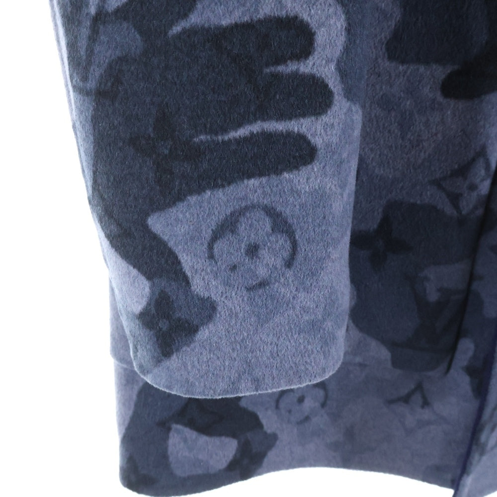 LOUIS VUITTON(ルイヴィトン) モノグラム カモフラ柄 ウールロングコート ネイビー HJC01WVZU