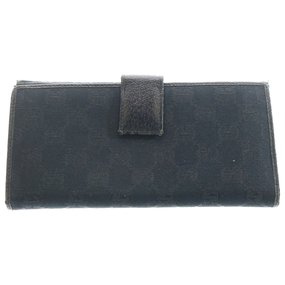 GUCCI(グッチ) GGキャンバス ロングウォレット 二つ折り長財布 ブラック レディース