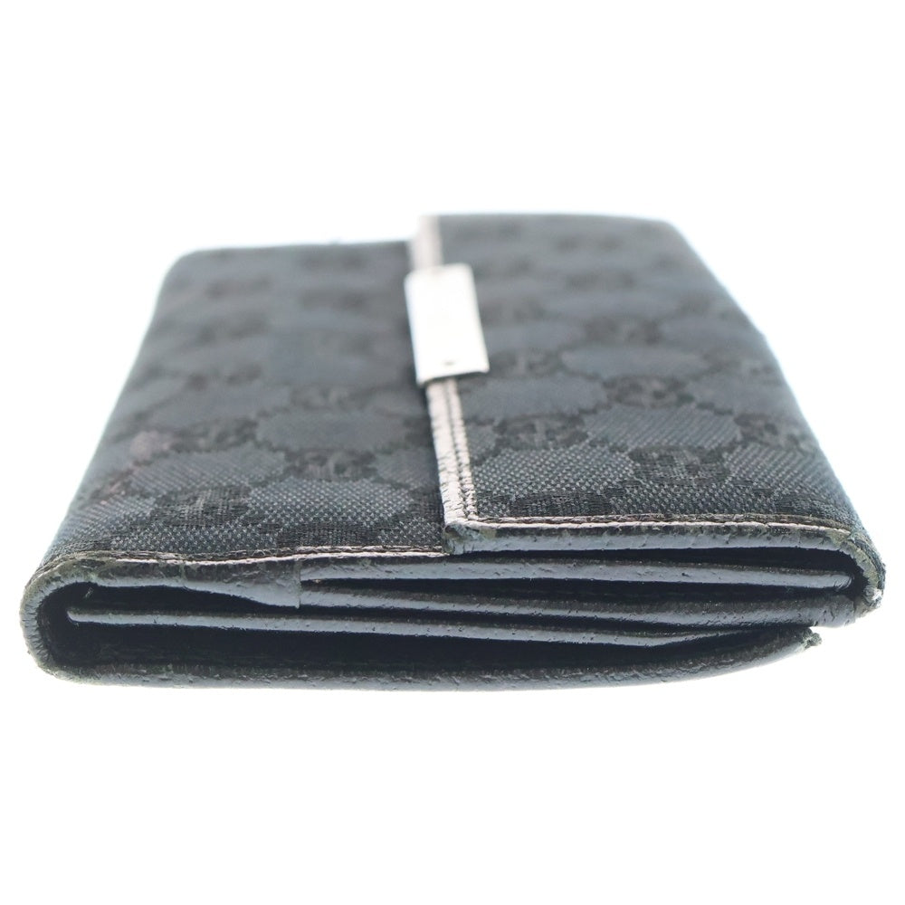 GUCCI(グッチ) GGキャンバス ロングウォレット 二つ折り長財布 ブラック レディース