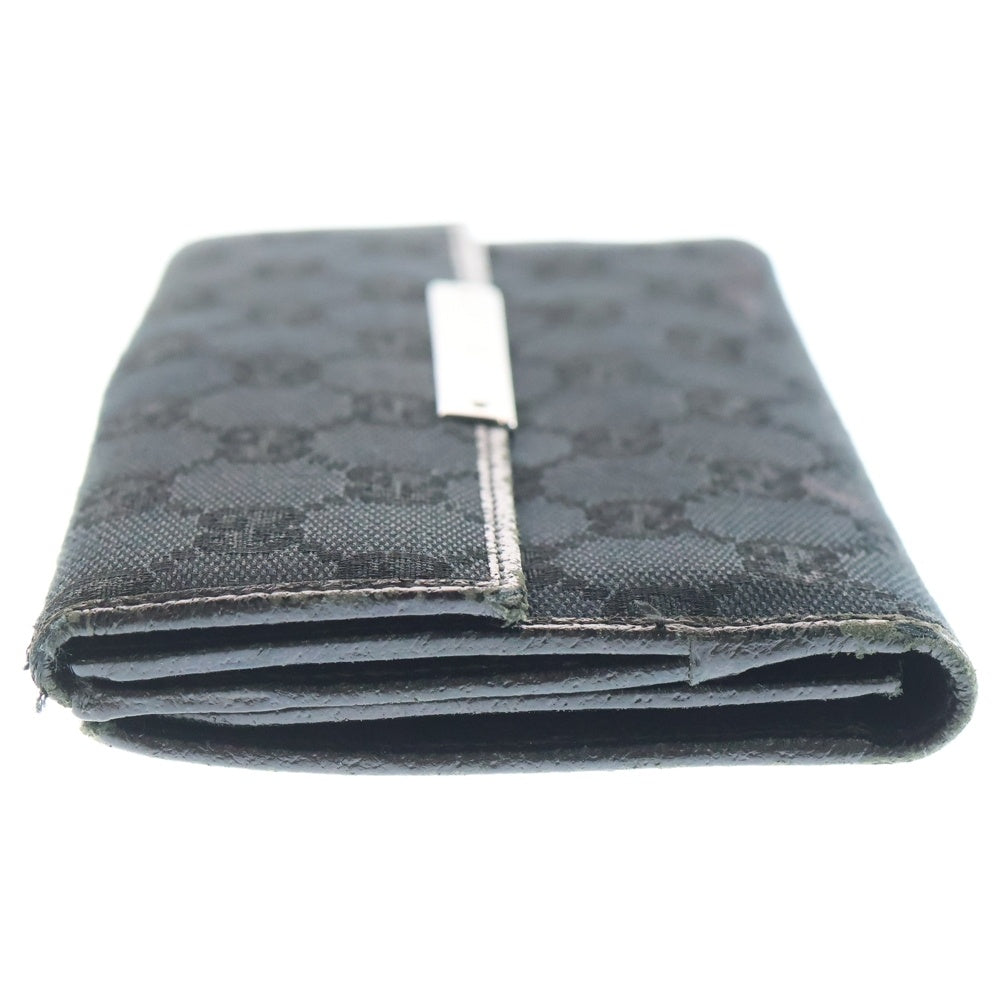 GUCCI(グッチ) GGキャンバス ロングウォレット 二つ折り長財布 ブラック レディース